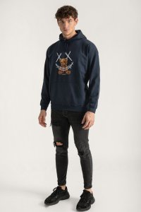Hoodie in Blue Color with Mad Teddy Print