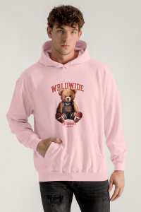 Hoodie in Pink Color with Wordwide Winner Teddy Print