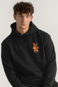 Hoodie in Black Color with Robotic Teddy Print