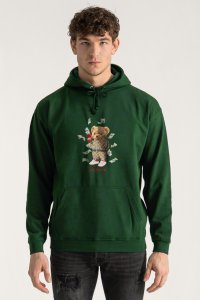Hoodie in Green Color with Supreme Hustler Teddy Print