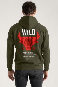 Hoodie in Khaki Color with Bulls Eye Print