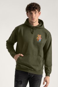 Hoodie in Khaki Color with Lovely Teddy Print