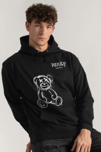 Hoodie in Black Color with Vanity Teddy Print