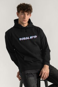 Hoodie in Black Color with Viral Fyp Print