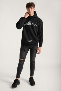 Hoodie in Black Color with Self Confidence Print
