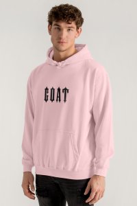 Hoodie in Pink Color with Real Goat Print