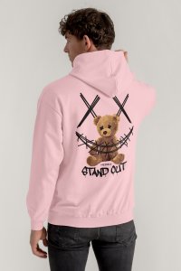 Hoodie in Pink Color with Stand Out Teddy Print