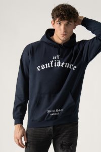 Hoodie in Blue Color with Self Confidence Print