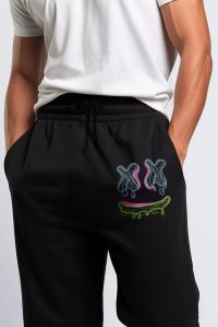 Jogger in Black color with Neon Trip stamp