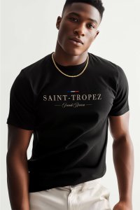 T-Shirt in Black color with Saint Tropez Riviera Print