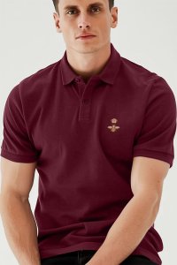 Polo Shirt Slim Fit in Bordeaux Color with Bee King stamp