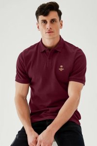 Polo Shirt Slim Fit in Bordeaux Color with Bee King stamp