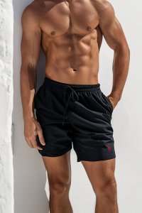 Swimming Shorts in Black Color with Red Strawberry Print