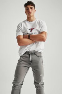 T-Shirt in White color with Goat Attitude Print