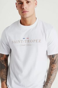 T-Shirt in White color with Saint Tropez Riviera Print