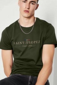 T-Shirt in Khaki color with Saint Tropez Riviera Print