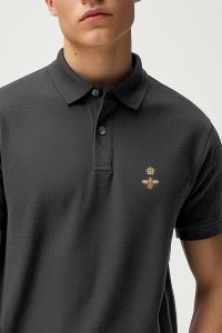 Polo Shirt Slim Fit in Iron Grey Color with Bee King stamp