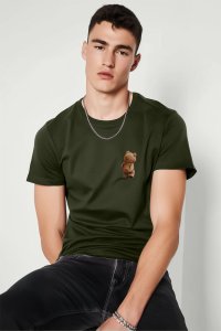 T-Shirt in Khaki color with Teddys Opinion Print