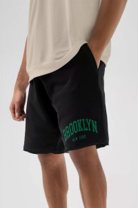 Shorts in Black color with Brooklyn New York stamp