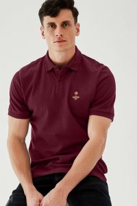 Polo Shirt Slim Fit in Bordeaux Color with Bee King stamp