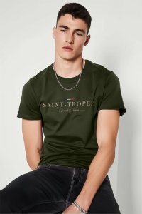 T-Shirt in Khaki color with Saint Tropez Riviera Print