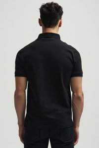 Polo Shirt Slim Fit in Black Color with French Stripe stamp