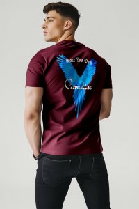 T-Shirt in Bordeaux color with Your Own Paradise Print