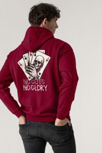 Hoodie in Bordeaux Color with No Guts No Glory Print