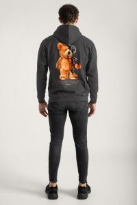 Hoodie in Iron Grey Color with Robotic Teddy Print