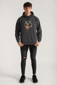 Hoodie in Iron Grey Color with Mad Teddy Print