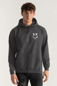 Hoodie in Iron Grey Color with Graffiti Smiley Print