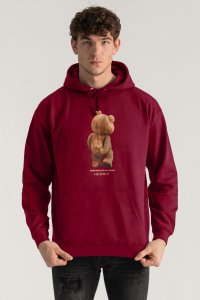 Hoodie in Bordeaux Color with Teddys Opinion Print