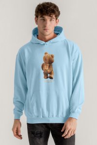 Hoodie in Sky Blue Color with Teddys Opinion Print