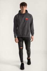 Hoodie in Iron Grey Color with Bulls Eye Print