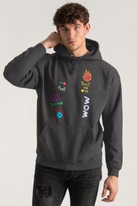 Hoodie in Iron Grey Color with Funky Street Art Print