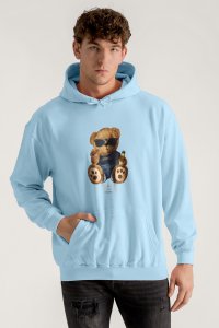 Hoodie in Sky Blue Color with Millionaire Teddy Print