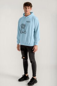 Hoodie in Sky Blue Color with Vanity Teddy Print