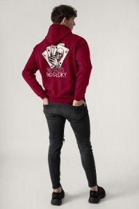 Hoodie in Bordeaux Color with No Guts No Glory Print