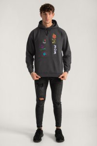 Hoodie in Iron Grey Color with Funky Street Art Print