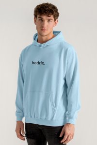 Hoodie in Sky Blue Color with Lowercase Hedrix Print