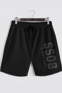 Shorts in Black color with Lift Like A Big Boss stamp