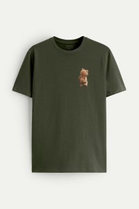 T-Shirt in Khaki color with Teddys Opinion Print