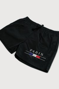Swimming Shorts in Black Color with Paris La Vie Print