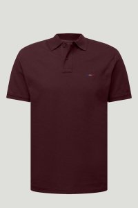 Polo Shirt Slim Fit in Bordeaux Color with French Stripe stamp