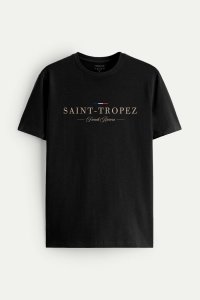 T-Shirt in Black color with Saint Tropez Riviera Print