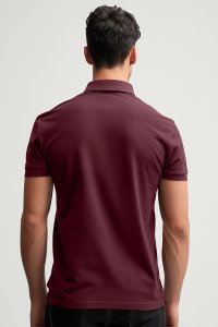 Polo Shirt Slim Fit in Bordeaux Color with Bee King stamp