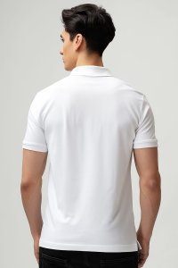 Polo Shirt Slim Fit in White Color with Ace Reversed stamp