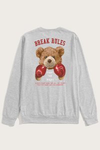 Sweatshirt in Grey Color with Boxer Teddy Print