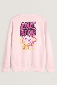 Sweatshirt in Pink Color with Love Positive Print