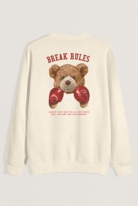 Sweatshirt in Ecru Color with Boxer Teddy Print